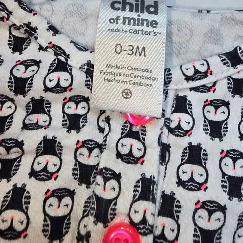 Child of Mine by carters hot pink, black and white baby girl outfit Owls